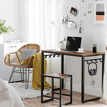 Load image into Gallery viewer, VASAGLE ALINRU Computer Desk, Office Desk with 8 Hooks, for Study, Home Office, Easy Assembly, Steel Frame, Industrial, 39.4 x 19.7 x 29.5 Inches, Walnut Brown and Black ULWD045B08
