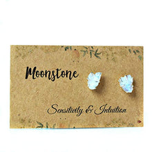 Load image into Gallery viewer, Raw Rainbow Moonstone Earrings Set in 925 Sterling Silver Studs
