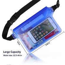 Load image into Gallery viewer, HEETA 2-Pack Waterproof Pouch, Screen Touch Sensitive Waterproof Bag with Adjustable Waist Strap - Keep Your Phone and Valuables Dry - Perfect for Swimming Diving Boating Fishing Beach, Black & Blue