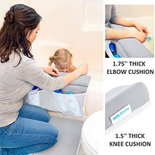 Load image into Gallery viewer, Bath Kneeler and Elbow Rest Pad, 1.75 inch Extra Thick Baby Bath Kneeling Pad and Elbow Pad for Bathtub. Bath Tub Elbow Pad with Infant Toy and Baby Accessories Organizer, Grey