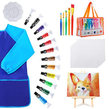 Load image into Gallery viewer, POPYOLA Kids Paint Set-27 Piece Kids Art Set with Acrylic Paint,Brushes, Easel, Smock, Bag for Little Boys or Girls, Great Gift for Children Who Love Draw (Orange)