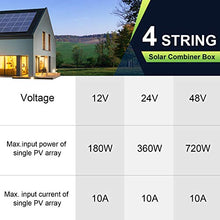Load image into Gallery viewer, ECO-WORTHY 4 String PV Combiner Box with Lightning Arreste, 10A Rated Current Fuse and Circuit Breakers for On/Off Grid Solar Panel System