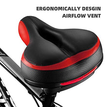 Load image into Gallery viewer, Roguoo Bike Seat, Most Comfortable Bicycle Seat Dual Shock Absorbing Memory Foam Waterproof Bicycle Saddle Bike Seat Replacement with Refective Tape for Mountain Bikes, Road Bikes