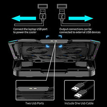 Load image into Gallery viewer, ICE COOREL Gaming Laptop Cooling Pad 15 -17.3 Inch, RGB Laptop Cooler Pad with 6 Cooling Fans, Laptop Cooling Stand with 6 Height Adjustable, Laptop Fan with LCD Screen, Two USB Ports, Phone Stand
