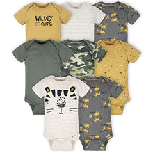 Load image into Gallery viewer, Gerber Baby Boys' 8-Pack Short Sleeve Onesies Bodysuits, Tiger Green, Newborn