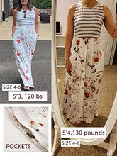 Load image into Gallery viewer, Simplee Women's 2023 Summer Striped Floral Maxi Dresses Sleeveless Casual Loose Maxi Dress for Women Tank Top Patchwork Long Dress with Pockets
