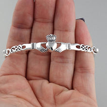 Load image into Gallery viewer, FashionJunkie4Life 925 Sterling Silver Irish Claddagh Celtic Knot Bangle Bracelet