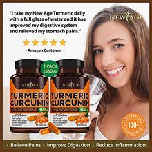 Load image into Gallery viewer, (2-Pack) Turmeric Curcumin with Bioperine 1650mg by New Age. Premium Joint & Healthy Inflammatory Support with 95% Standardized Curcuminoids. Non-GMO, Gluten Free Capsules with Black Pepper