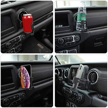 Load image into Gallery viewer, Savadicar JL & JT Multi-Function Drink Cup Phone Holder, 2 in 1 Bolt-on Stand Bracket Organizer for 2018-2022 Jeep Wrangler JL JLU & Jeep Gladiator JT Trunk