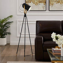 Load image into Gallery viewer, Arpenter Industrial Floor lamp for Living Room Bedrooms, Rustic Tripod Spotlight Standing Lamp, 61 Inches High with Adjustable Head Shade,8W LED Bulb Included(Black, Floor lamp)