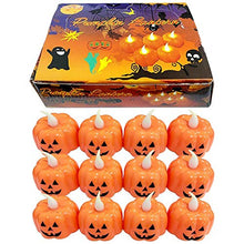 Load image into Gallery viewer, Halloween Pumpkin Lights Flameless Candles - Luminicious Flickering, Operated LED Pumpkin Light for Holiday Theme Parties Decor - 12 Pack