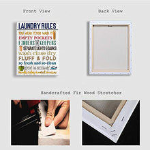 Load image into Gallery viewer, Kas Home Laundry Rules Canvas Wall Art Rustic Funny Prints Signs Framed Wood Background Bathroom HD Picture Artwork Home Decor (Laundry-02, 12 X 15 inch)