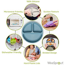 Load image into Gallery viewer, WeeSprout Suction Plates with Lids for Babies & Toddlers | 100% Silicone | Plates Stay Put with Suction Feature | Divided Design | Microwave & Dishwasher Safe | 3 Pack