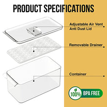 Load image into Gallery viewer, WAVELUX Produce Saver Containers for Refrigerator, Food Fruit Vegetables storage, 3 Pcs Stackable Freezer Fridge Organizer, Fresh Keeper Drawer Bin Basket with Vented Lids & Removable Drain Tray