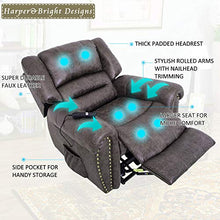 Load image into Gallery viewer, Harper&Bright Designs Smoky Brown Wilshire Series Heavy-Duty Power Lift Recliner Chair, Built-in Remote and 2 Castors,