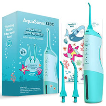 Load image into Gallery viewer, AquaSonic Kids' Water Flosser for Ages 6+ | Standard Nozzle, Orthodontic Nozzle & Waterproof Stickers | 4 Flossing Modes | Aquarium Adventures Theme