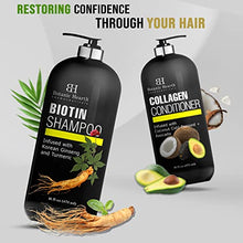 Load image into Gallery viewer, Botanic Hearth Biotin Shampoo and Conditioner with Collagen - Fights Hair Loss & Thinning with Korean Ginseng & Turmeric, Conditioner Promotes Hair Growth with Avocado and Coconut - 16 fl oz x 2