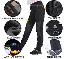 Load image into Gallery viewer, Postropaky Womens Outdoor Snow Ski Pants Waterproof Hiking Insulated Softshell Pants Snowboard Zipper Bottom Leg(313Grey12S)