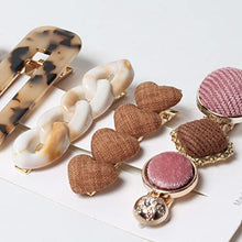 Load image into Gallery viewer, Acrylic Resin Hair Clips Pearls Hair Grips Handmade Metal Gold Hair Barrettes Marble Alligator Bobby Pins Geometric Hairpin Hair Accessories Gifts for Women Girls Pack of 10 (Color A)