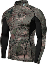Load image into Gallery viewer, TSLA Men's UPF 50+ Mock Long Sleeve Compression Shirts, Athletic Workout Shirt, Water Sports Rash Guard, Zero Block Top Pixel Camo, X-Small