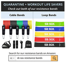 Load image into Gallery viewer, SB SOX Resistance Bands Set for Men & Women – Best Workout/Exercise Bands That Don’t Roll Up – Perfect Exercise Equipment for Your Home Gym – Easy to Use, Works Great, Very Durable Elastic (Original)