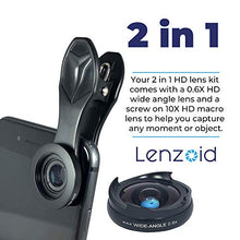 Load image into Gallery viewer, Phone Camera Wide Angle Lens 0.6X and 10x Macro HD 4K 2 in 1 Travel kit Detachable Clear Vision no Dark Circle