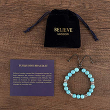 Load image into Gallery viewer, Believe London Turquoise Bracelet Gemstone Healing Bracelet Chakra Bracelet Anxiety Crystal Natural Stone Men Women Stress Relief Reiki Yoga Diffuser Semi Precious (Turquoise Crystal Chip 6.5")