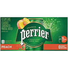 Load image into Gallery viewer, Perrier Peach Flavored Carbonated Mineral Water, 8.45 fl oz. Slim Cans (10 Pack)