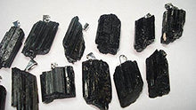 Load image into Gallery viewer, Sublime Gifts 1pc Raw Black Tourmaline Rough Natural Free Form Crystal Healing Gemstone Pendant with Metal Bail Loop