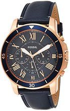 Load image into Gallery viewer, Fossil Men's Grant Sport Quartz Stainless Steel and leather Dress Watch Color: Rose gold, Navy (Model: FS5237)