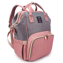 Load image into Gallery viewer, Qimiaobaby Diaper Bag Backpack, Baby Nappy Storage Travel Bag,With Bottle Bag,Stroller Belt And Diaper Changing Pad (Pink Gray)