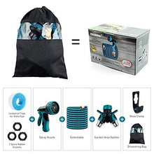 Load image into Gallery viewer, COOLWUFAN 50ft Expandable Garden Hose, 9-Function High Pressure Water Spray Nozzle with 3/4" Solid Brass Fittings/ 2-Way Pocket Flexible Splitter, Expanding Hose for Garden Lawn Car Pet Washing
