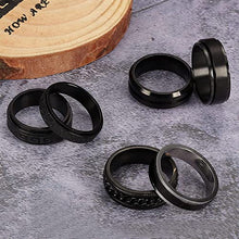 Load image into Gallery viewer, MILACOLATO Stainless Steel Black Spinner Fidget Rings for Men Women Cool Chain Sandblast Dragon Pattern Stress Relieving Promise Band Rings,