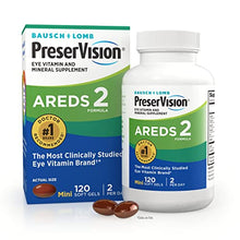 Load image into Gallery viewer, PreserVision AREDS 2 Eye Vitamin & Mineral Supplement, Contains Lutein, Vitamin C, Zeaxanthin, Zinc & Vitamin E, 120 Softgels (Packaging May Vary)