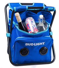 Load image into Gallery viewer, Bud Light Beach/Tailgate/Picnic Chair & Insulated Cooler Bag with Built in Rechargeable Bluetooth Speaker