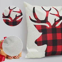 Load image into Gallery viewer, BuenoLife Christmas Pillow Covers Set of 4, 18 x 18 Inch Accent Pillow Cases, Plaid Linen Cushion Decorative Throw Pillow Covers, Square Pillowcase for Sofa Home Office Living Room Holiday Xmas Decor