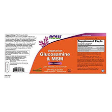 Load image into Gallery viewer, NOW Supplements, Glucosamine & MSM (GreenGrown Glucosamine), Vegetarian, 240 Veg Capsules