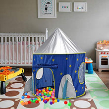 Load image into Gallery viewer, Qi Peng Children's Tent Game House ,Rocket Ship Tent ,Spaceship Tent for Kids ,Portable Foldable Pop Up Tent Blue Star Boys Girls