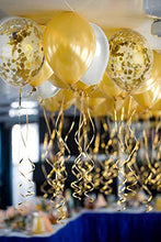 Load image into Gallery viewer, 50 Pieces Gold, White and Gold Confetti Balloons | PREFILLED 14 Inch Latex, Metallic, Confetti Balloons for Party, Decorations, Wedding & Bridal (with Ribbon)