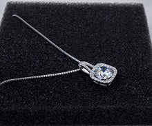 Load image into Gallery viewer, SBLING Platinum Plated AAAA Cubic Zirconia Cushion Shape Halo Pendant Necklace- Gifts for Women/Girls