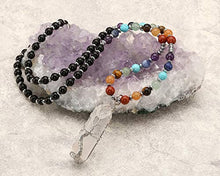 Load image into Gallery viewer, Jovivi Natural Black Obsidian 7 Chakras Healing Crystals Necklace Wire Wrapped Clear Quartz Tree of Life Pendant Healing Pointed Reiki Energy Balancing