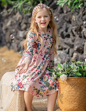 Load image into Gallery viewer, Arshiner Girls Long Sleeve Floral Print Round Neck Loose Casual Elastic Waist High Low Dress Pink 8-9 Years