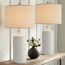 Load image into Gallery viewer, PoKat 24.75’’ Modern Contemporary Ceramic Table Lamp Set of 2 for Living Room White Desk Decor Lamps for Bedroom Study Room Office Farmhouse Bedside Nightstand Lamp End Table Lamps