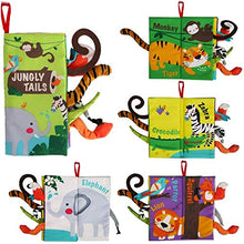 Load image into Gallery viewer, beiens Baby Books Toys, Touch and Feel Crinkle Cloth Books for Babies, Infants & Toddler, Early Development Interactive Car & Stroller Soft Toys Gifts for Boys & Girls (Jungle Tails-1 Book)