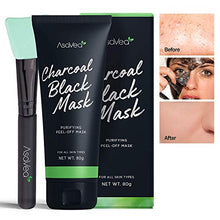 Load image into Gallery viewer, AsaVea Blackhead Peel Off Mask With Brush, Black mask, Blackhead Remover Mask, Purifying Black Peel off Charcoal Mask, Pore Removal Peel off Strip Mask Blackhead Acne Black Mud Facial Mask 80g