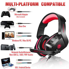 Load image into Gallery viewer, PHOINIKAS H1 Gaming Headset for PS4, Xbox One, PC, Laptop, Nintendo Switch with Bass Surround, Xbox One Headset with Noise-Cancelling Mic, Over Ear Headphones with LED Light, Gift for Kids - Red