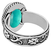 Load image into Gallery viewer, Turquoise Ring Size 11 925 Silver Overlay Vintage Style Handmade Solitaire Ring