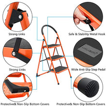 Load image into Gallery viewer, LUISLADDERS 3 Step Ladder Step Stool Fold Sturdy Steel Ladder 330lbs EN131 Portable Anti-Slip and Wide Pedal Ladder Multi-Use for Home, Garden and Office (3 Step)