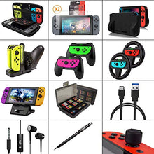 Load image into Gallery viewer, Switch Accessories Bundle - Orzly Geek Pack for Nintendo Switch: Case & Screen Protector, Joycon Grips & Racing Wheels, Switch Controller Charge Dock, Comfort Grip Case & More - JetBlack