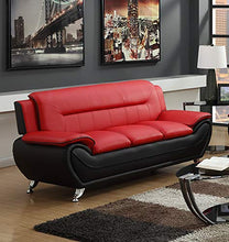 Load image into Gallery viewer, GTU Furniture Contemporary Bonded Leather Sofa & Loveseat Set (Sofa and Loveseat, Red and Black)
